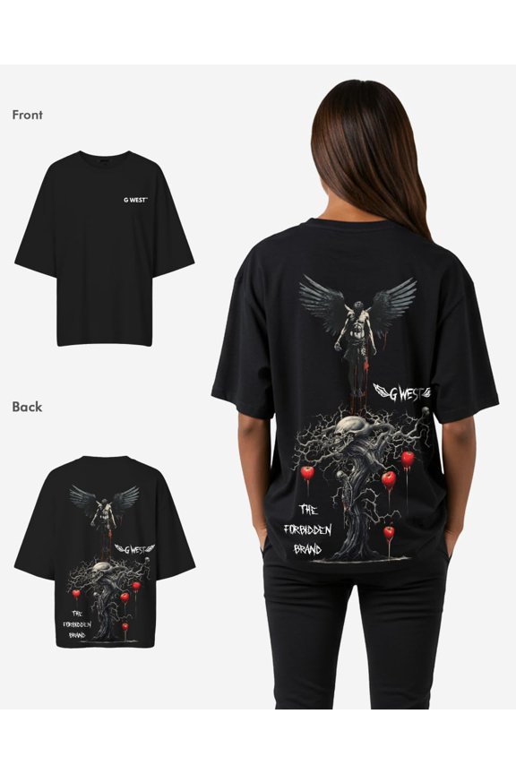 Womens Oversized Forbidden Brand Tee Black Size- Large