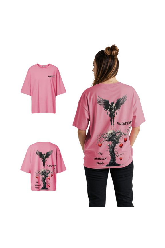 Womens Oversized Forbidden Brand Tee Pink Size- Medium