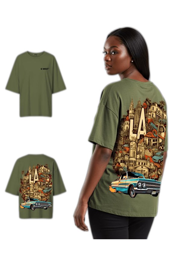 Womens Oversized La Culture Tee Green Size- X-Small