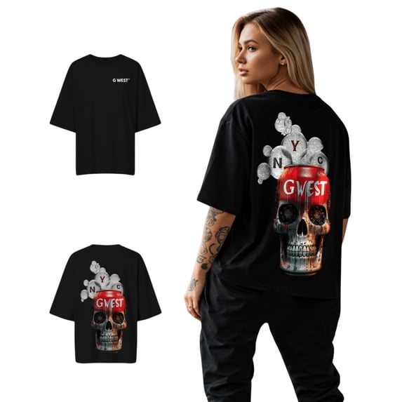 G West Womens Oversized Nyc Can T-Shirt Black Size-XXL