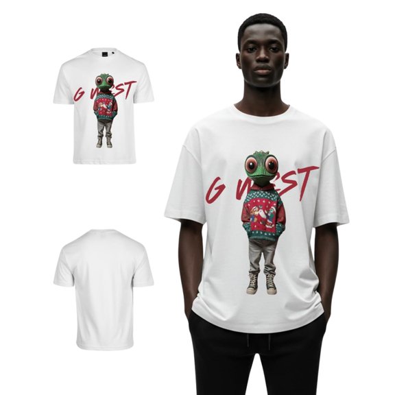 G West Mens Yule Tide Tyrant Oversized T-Shirt White Size- M