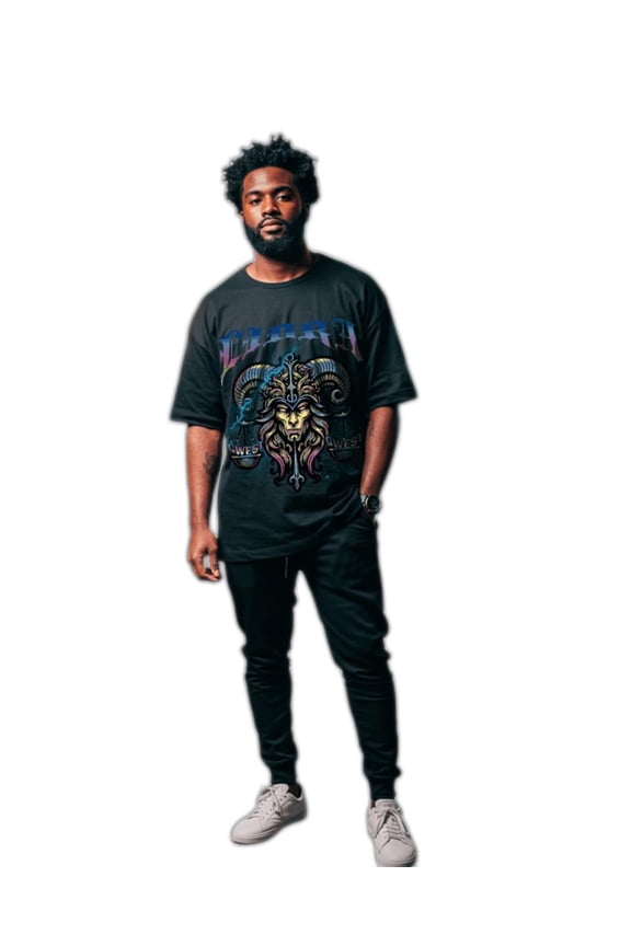 Zodiac Libra Oversized Mens T-Shirt Black Size- M
