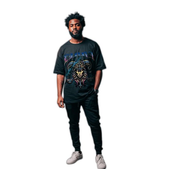 G West Zodiac Libra Oversized Mens T-Shirt Black Size- S