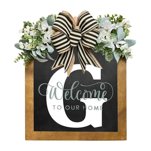 G Wooden Letter G Front Door Plaque Decorative Hanging Welcome Sign For Home Decor Family Name Initial 11.81 X 11.81Inch