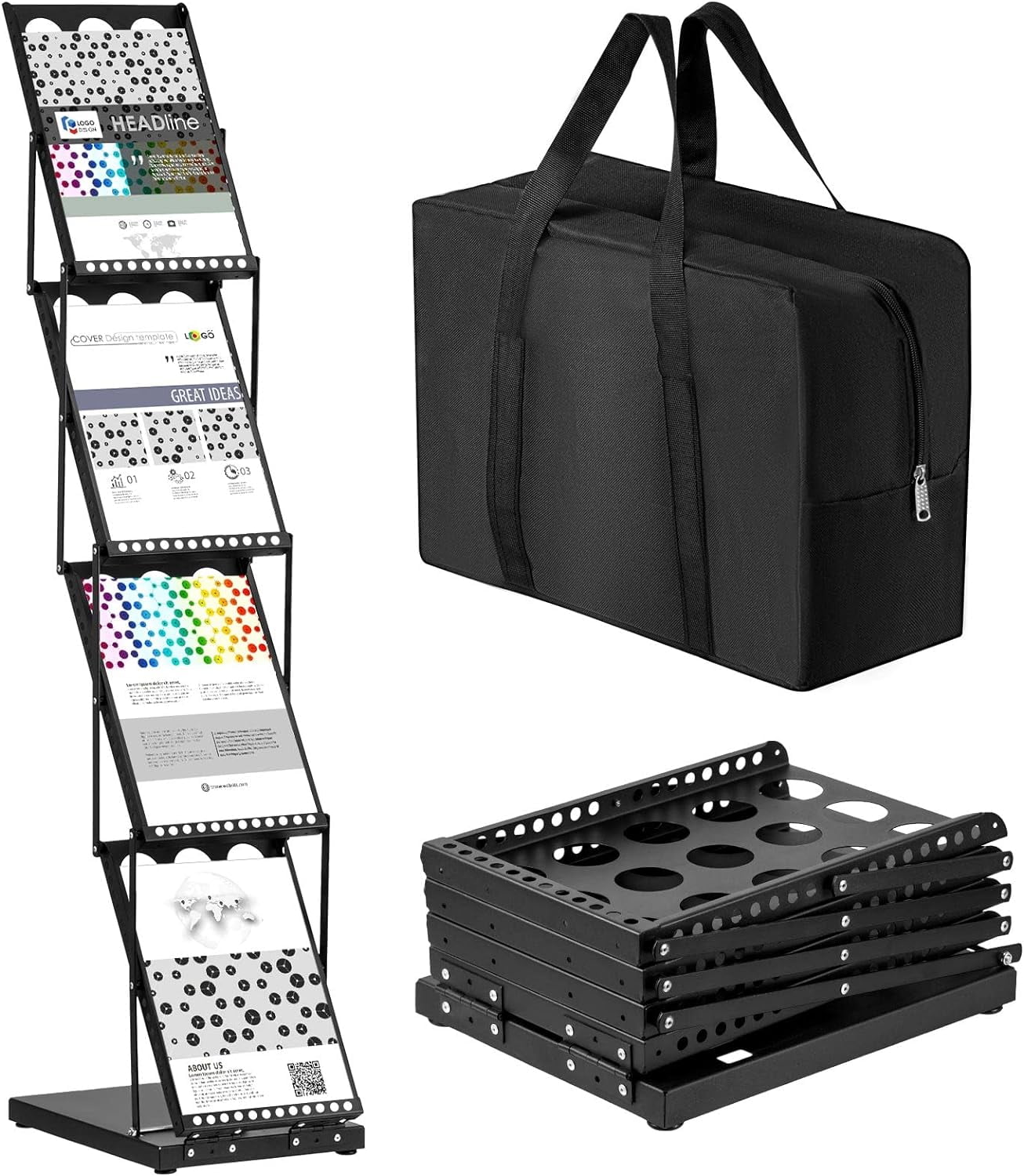 G&X 1 Piece Foldable Magazine Rack Metal Catalog Literature Rack ...