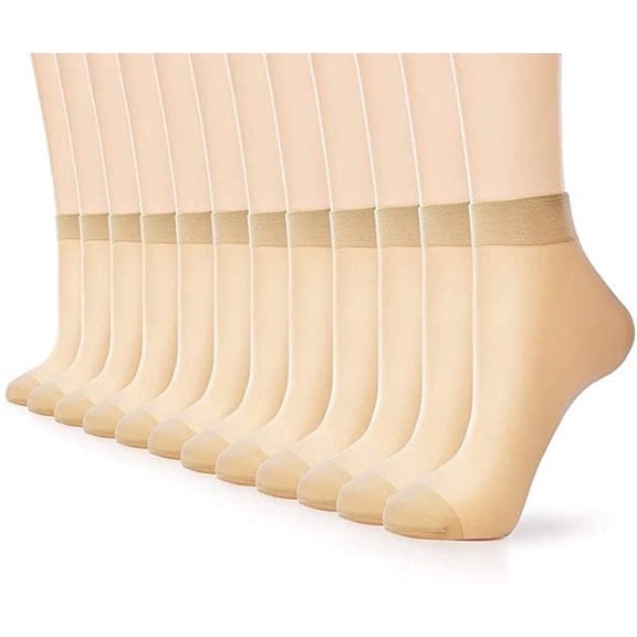 G&Y 12 Pairs Sheer Ankle Stockings for Women, 20D Nylon Socks, 12 Nude