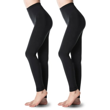 G&Y 2 Pairs Fleece Lined Footless Tights for Women - 100D Opaque Warm Winter Pantyhose
