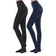 thumbnail image 1 of G&Y Fleece Lined Tights for Women - Opaque Warm Winter Tights, 2 Pack, Black & Navy Blue XL, 1 of 6