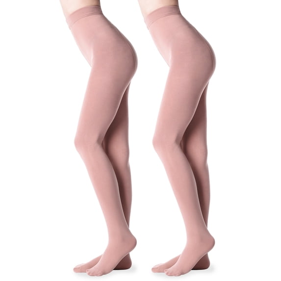 G&Y Fleece Lined Tights for Women - Opaque Warm Winter Tights, 2 Pack, Nude M