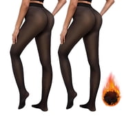 G&Y 220g Fleece Lined Thermal Tights for Women, High Waist Warm Opaque Leggings for Winter, Black L