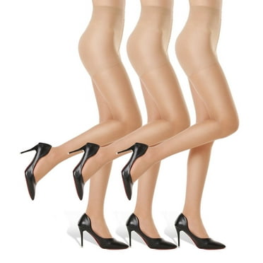 G&Y 3 Pairs Women's Sheer Tights - 20D Control Top Pantyhose with Reinforced Toes