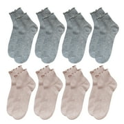 G&Y 8 Pairs Women's Crew Socks - lovely Soft Frilly Ruffle Ancle Socks, Size 5-8