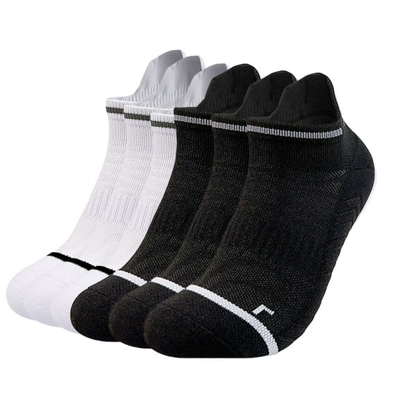 G&Y Ankle Running Socks for Women, Low Cut Athletic Socks with Heel Tab, 6Pairs, 3Black&3White S-M