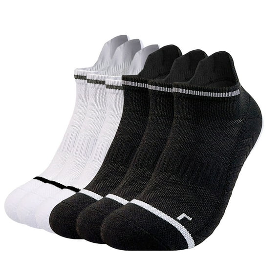 G&Y Ankle Running Socks for Women, Low Cut Athletic Socks with Heel Tab, 6Pairs, 3Black&3White S-M