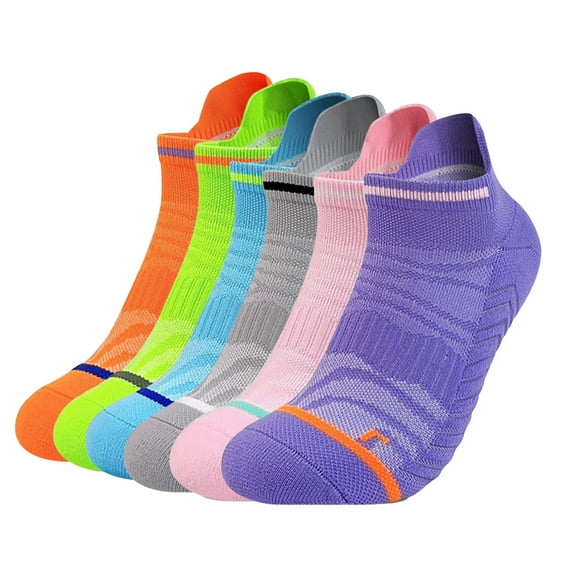 G&Y Ankle Running Socks for Women, Low Cut Athletic Socks with Heel Tab, 6Pairs, Mixcolor L-XL
