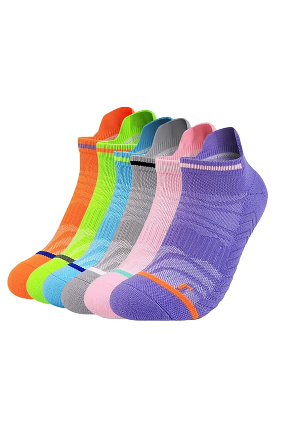 Ankle Running Socks for Women, Low Cut Athletic Socks with Heel Tab, 6Pairs, Mixcolor L-XL