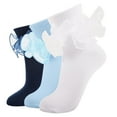 thumbnail image 1 of G&Y Big Ruffle Ankle Socks for Women, Double Lace Frilly Fold Cuff Socks, 3Pairs, Set C, 1 of 7