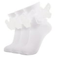 thumbnail image 1 of G&Y Big Ruffle Ankle Socks for Women, Double Lace Frilly Fold Cuff Socks, 3Pairs, White, 1 of 6