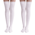 thumbnail image 1 of G&Y Breathable Thin Thigh High Socks for Women, All Season Comfort Stockings for Boots, 2Pairs, Beige, 1 of 4