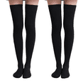 thumbnail image 1 of G&Y Breathable Thin Thigh High Socks for Women, All Season Comfort Stockings for Boots, 2Pairs, Black, 1 of 4
