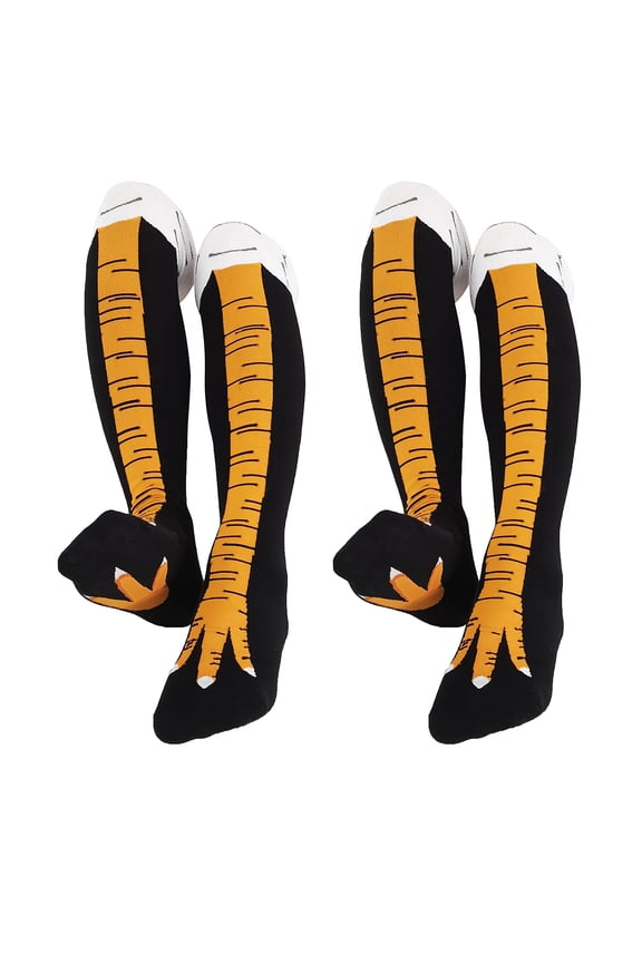 Crazy Funny Chicken Tight High Sock for Women Men, Novelty Chicken Feet Socks, 2Pair, 2BlackY