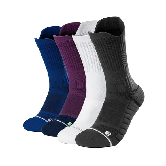 G&Y Cushion Running Socks for Women, Anti-Blister Moisture Wicking Athletic Crew Socks, 4Pairs, Set A, S-M