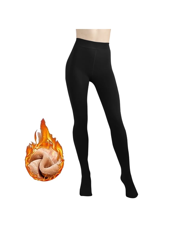Fleece Lined Tights for Women -200D Therma Leggings Opaque Warm Winter Pantyhose, Black XL