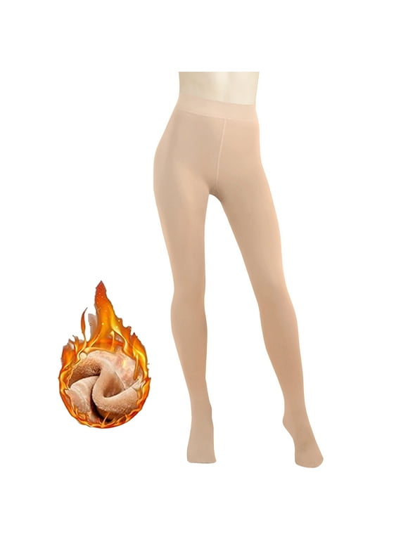 Fleece Lined Tights for Women -200D Therma Leggings Opaque Warm Winter Pantyhose, Nude S