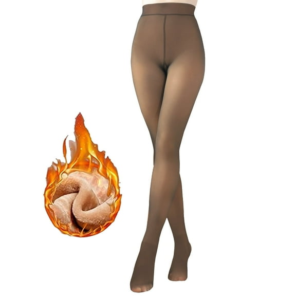 G&Y Fleece Lined Tights for Women -Therma Leggings Opaque Warm Winter Pantyhose , Brown S-M