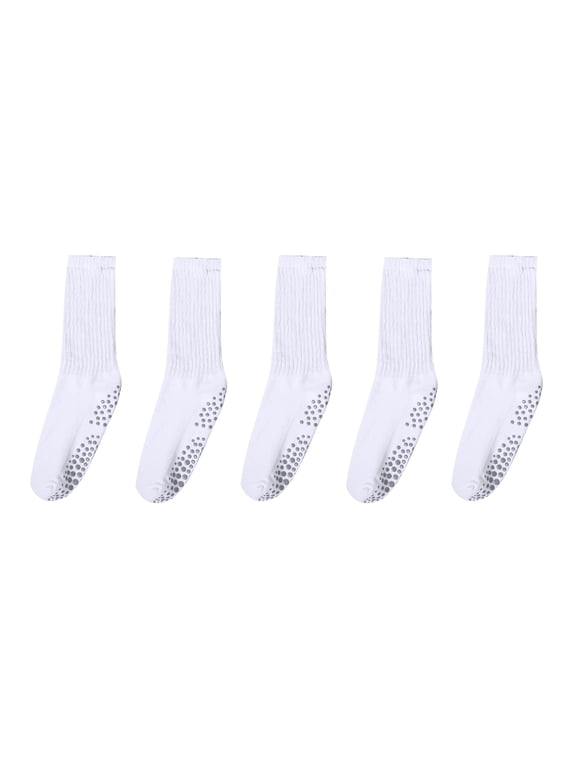 Pilates Socks with Grips for Women, Non Slip Long Slouch Yoga Socks, 5Pairs, Set A