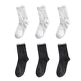 thumbnail image 1 of G&Y Ruffle Socks for Women, Cute Mid-calf Socks with Bow Pattern, 6 Pairs, 3Black&3White, 1 of 6