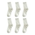 thumbnail image 1 of G&Y Ruffle Socks for Women, Cute Mid-calf Socks with Bow Pattern, 6 Pairs, 6Cream, 1 of 6