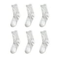 thumbnail image 1 of G&Y Ruffle Socks for Women, Cute Mid-calf Socks with Bow Pattern, 6 Pairs, 6White, 1 of 6