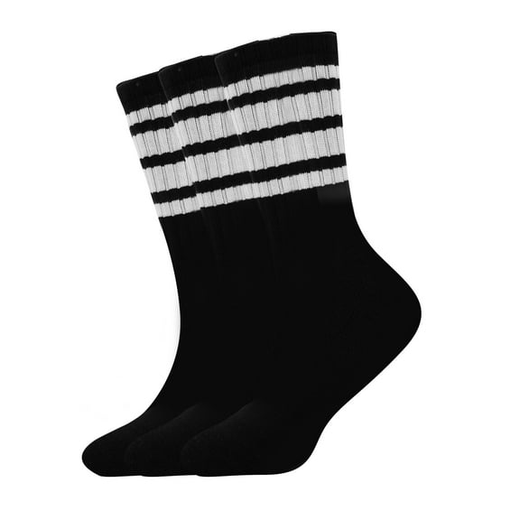 G&Y Striped Crew Socks for Women, Stretchy Casual Athletic Retro Novelty Socks, 3Pairs, Set 1