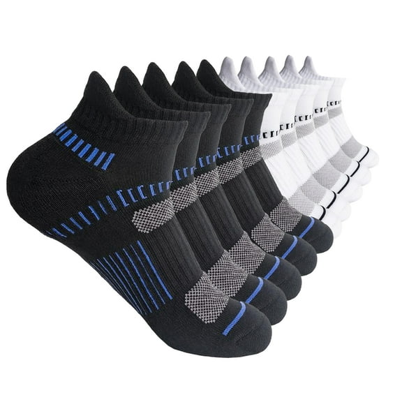 G&Y Women's Athletic Ankle Socks (10 Pairs), Black&White, 6-8
