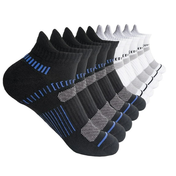G&Y Women's Athletic Ankle Socks (10 Pairs), Black&White, 6-8