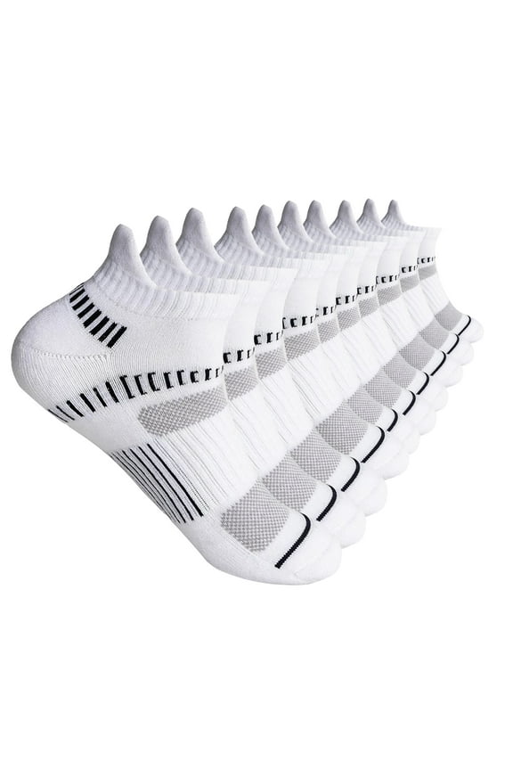 Women's Athletic Ankle Socks (10 Pairs), White, 9-11