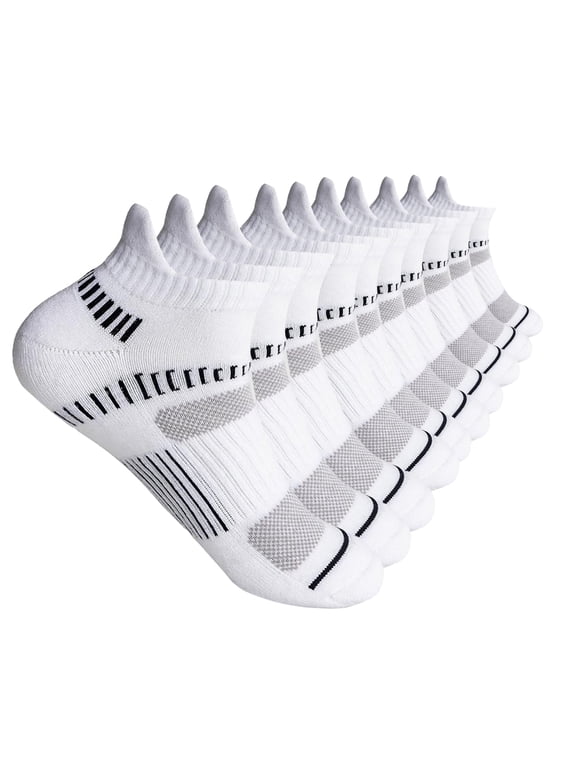 Women's Athletic Ankle Socks (10 Pairs), White, L-XL