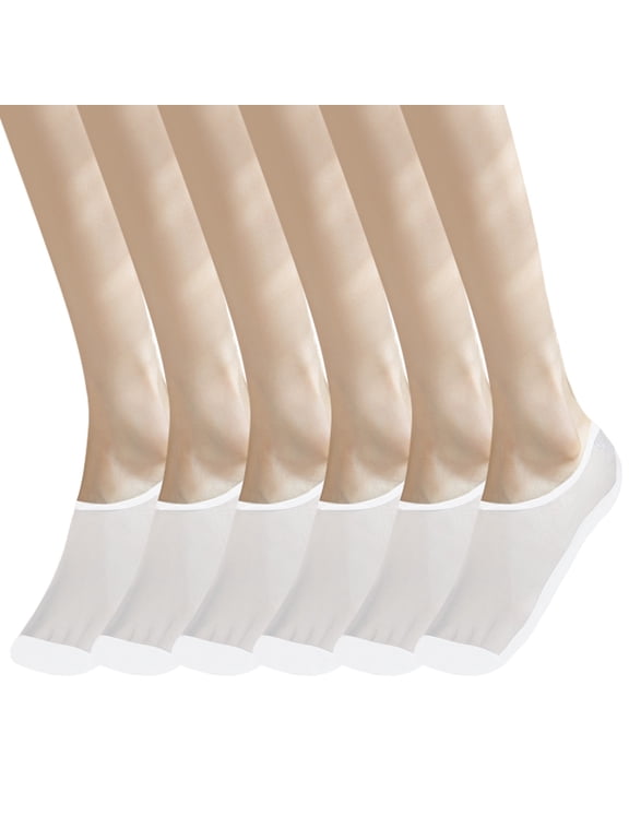 Women's Non-Slip Cooling No-Show Socks (5 Pairs), White, 5-8