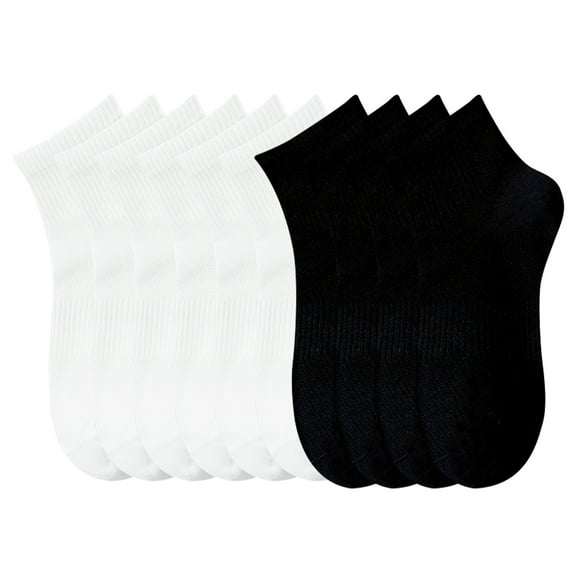 G&Y Women’s Thin Gym Socks (10 Pairs) - No-Slip, Everyday Comfort, 4Black&6White, 5-8