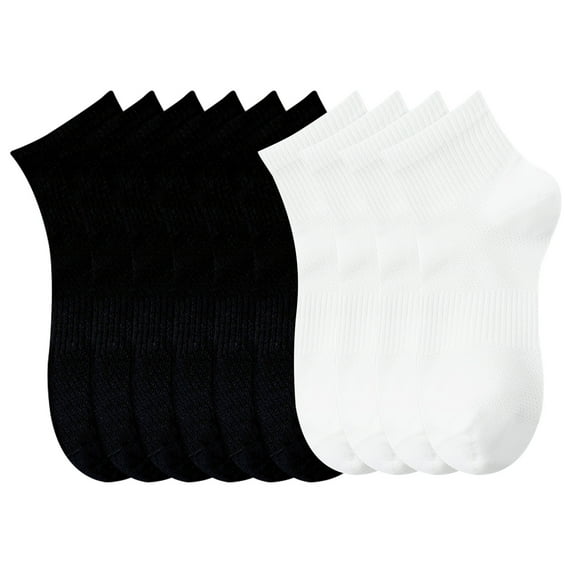 G&Y Women’s Thin Gym Socks (10 Pairs) - No-Slip, Everyday Comfort, 6Black&4White, 5-8