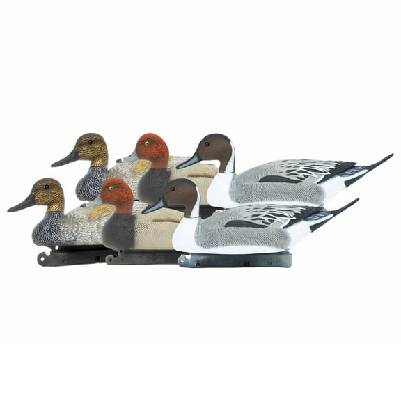 G&H Decoys Salt Marsh Mixed Redhead, Pintail, and Gadwall Drake Duck Decoys, 6 Pack