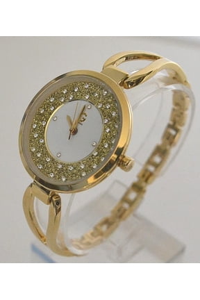 G by GUESS Women's Gold-Tone Open Bangle Glitz Watch G94083L1