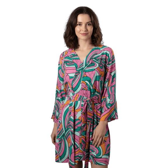 G by Giuliana x BeautyBio Long Sleeve Satin Topper (Pink Combo, Large)