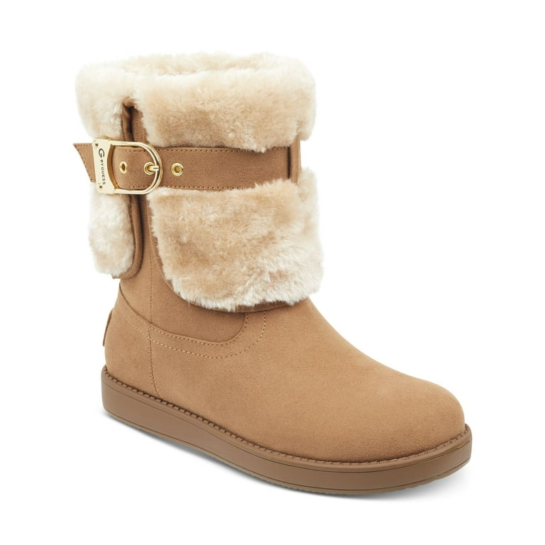 G by Guess Womens Aussie Faux Fur Round Toe Ankle Boots