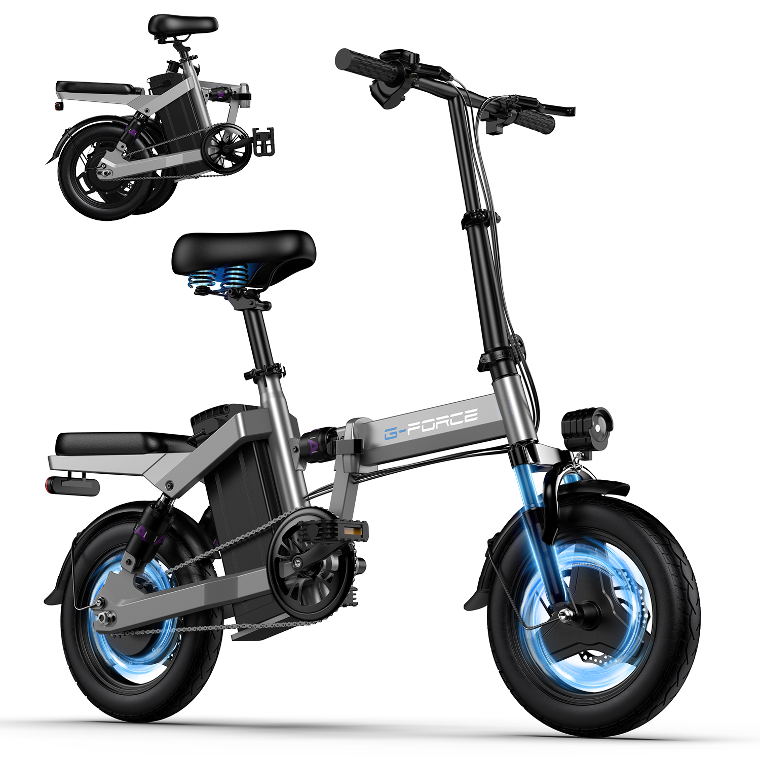 SOHAMO 540Wh Electric Bike for Adults Teens, 36V 15Ah Folding Ebike, 400W Motor, Max 20mph, 3 Levels Assist, 14" Mini E-bike for City Commuter