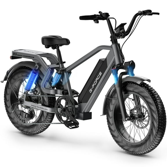 G-force Electric Bike for Adults 20''x4'' Fat Tire, 750W Mountain E-bike 48V 15Ah Removable Li-Ion Battery, Shimano 7 Speed Gears UL2849