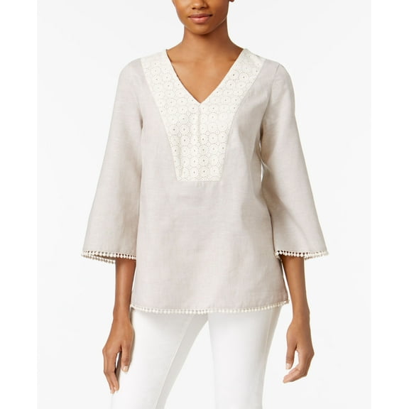 G.h. Bass Co. Crochet Trim Tunic Grey M