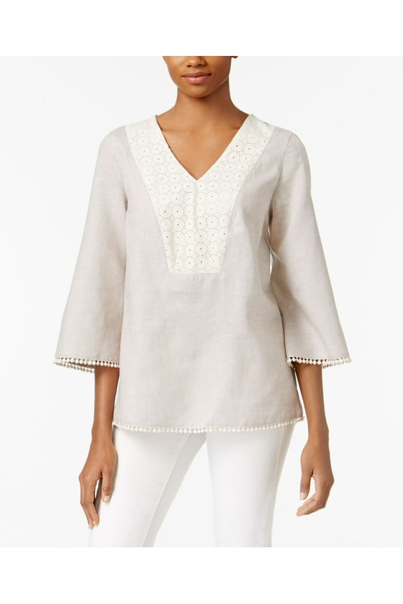 Co. Crochet Trim Tunic Grey M