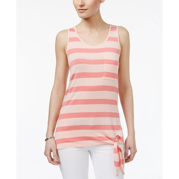 G.h. Bass Co. Striped Tie Hem Top Coral Bliss Combo XL